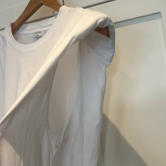 Aritzia Babaton Shoulder Pad Dress White Cotton Tee Shirt Dress Mini Women Sz S - Picture 10 of 11